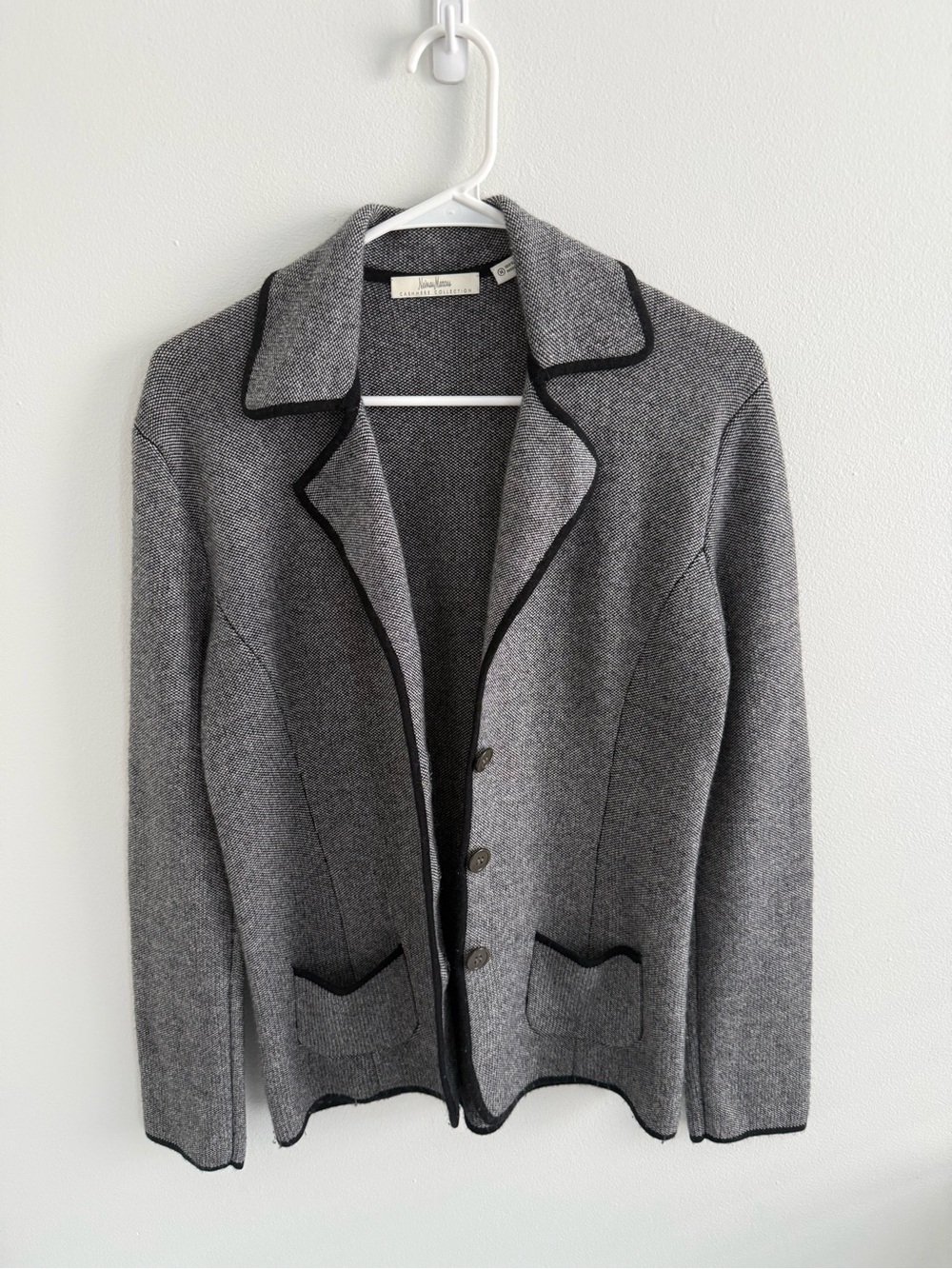 Neiman Marcus Gray Pea Coat with Black Trim